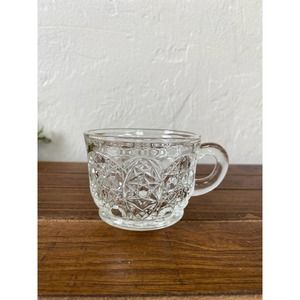 Set of Six Smith Glass Daisy and Button Clear Punch Cups